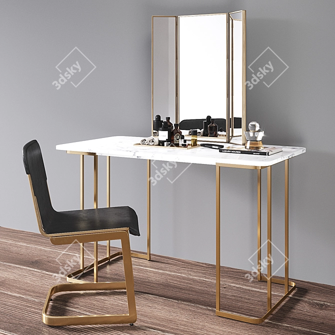 Modern Vanity Set - CB2 Dressing Table 3D model image 2