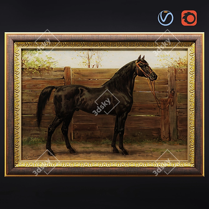 Eerelman Horse Painting: Classic Elegance 3D model image 1