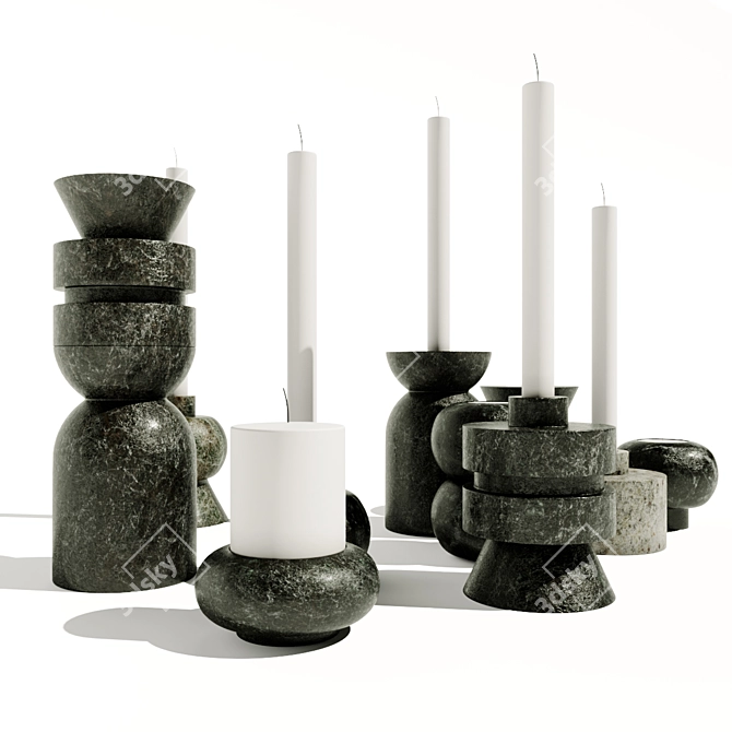 Geometric Rock Candle Holder 3D model image 2