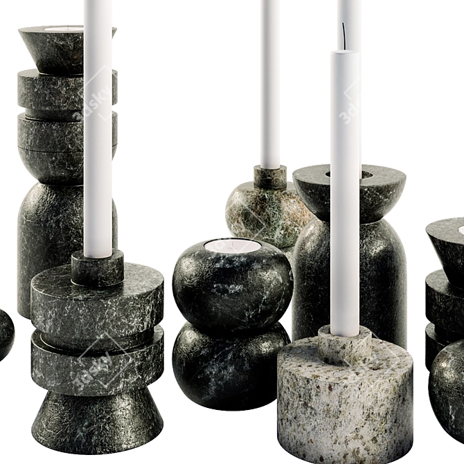 Geometric Rock Candle Holder 3D model image 3