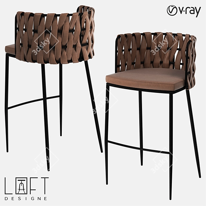 LoftDesigne 30443 Metal and Faux Leather Bar Stool 3D model image 1