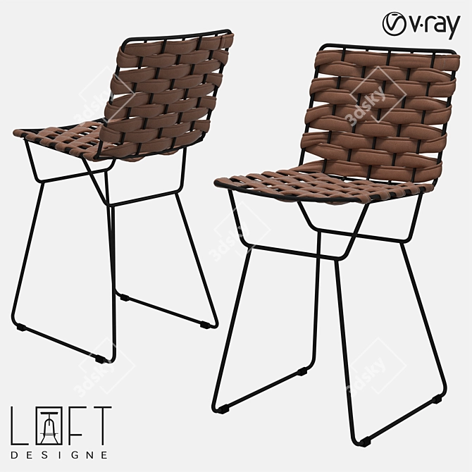 Modern Metal and Eco Leather Bar Stool [30448] 3D model image 1