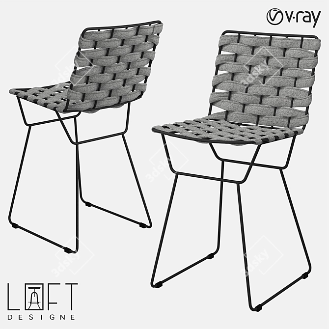 Metal and Fabric Bar Stool with LoftDesigne 30450 Model 3D model image 1