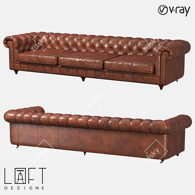 Contemporary Leather Loft Sofa 3D model image 1