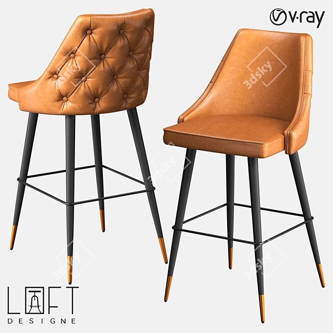 Metal and Leather Bar Stool by LoftDesigne (30813) 3D model image 1