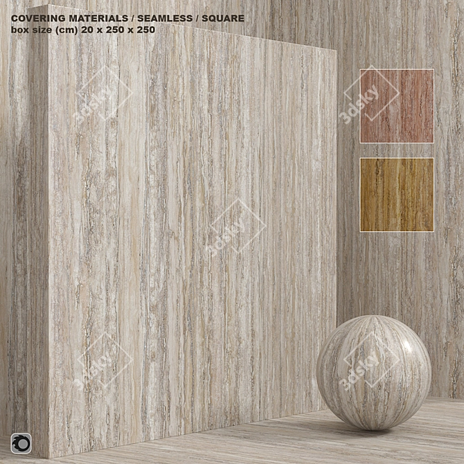 Seamless Stone Travertine Set 3D model image 1