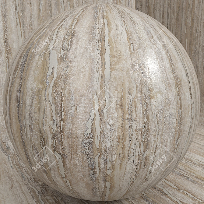 Seamless Stone Travertine Set 3D model image 2