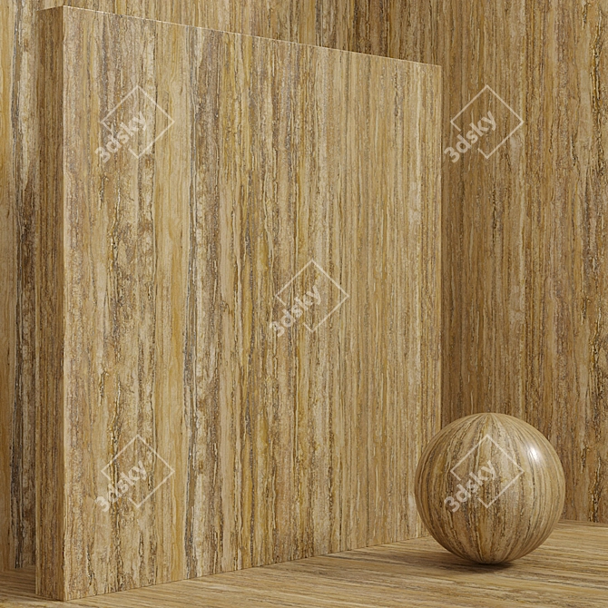 Seamless Stone Travertine Set 3D model image 4