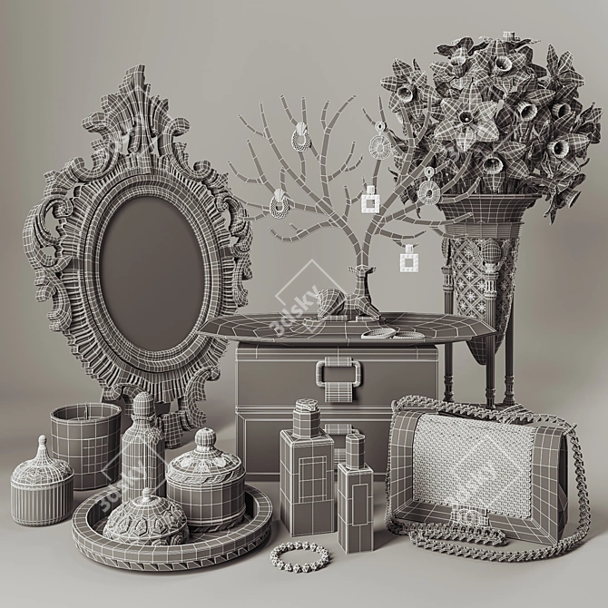 Elegant Vanity Decor Set 3D model image 5