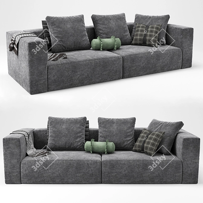 Elegant Square Design Sofa: Bellagio 3D model image 1