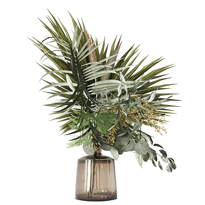 Tropical Green Oasis: Palms & Bouquet 3D model image 3