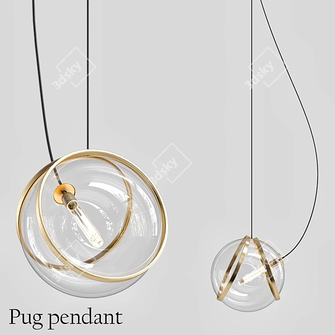 Playful Pug Pendant 3D model image 1