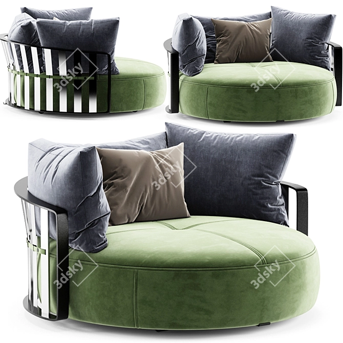 SCARLETT Round Sofa: Luxurious Elegance 3D model image 4