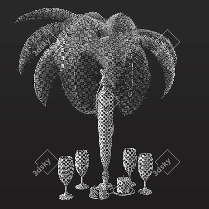 Elegant Ostrich Feather Centerpiece 3D model image 4