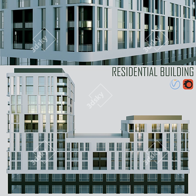 Versatile Residential Building: 3 Types 3D model image 1