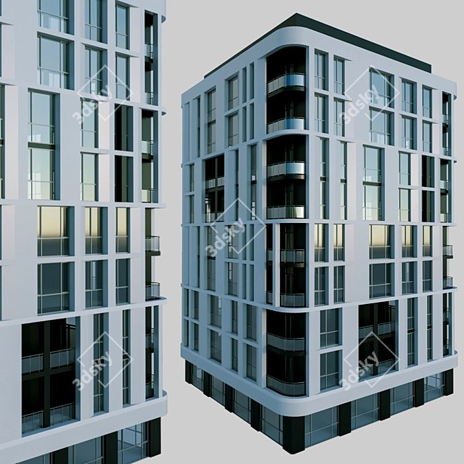 Versatile Residential Building: 3 Types 3D model image 3