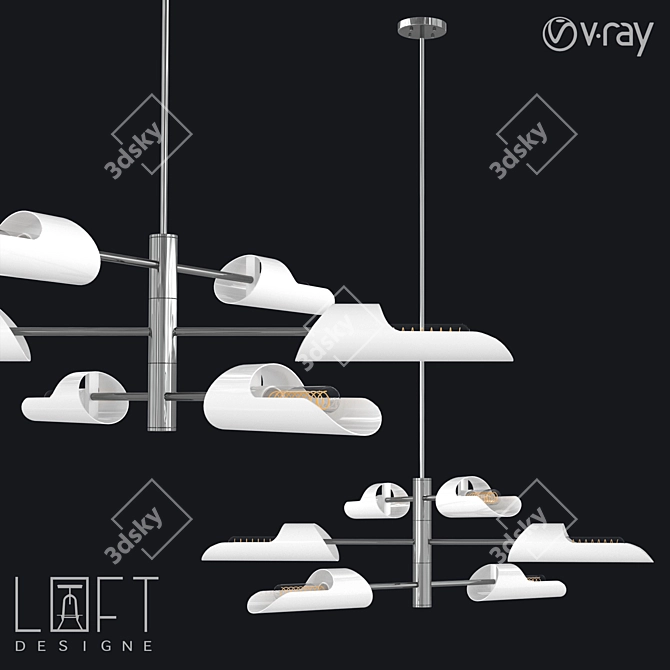 Elegant 6-Light Metal Pendant Lamp 3D model image 1