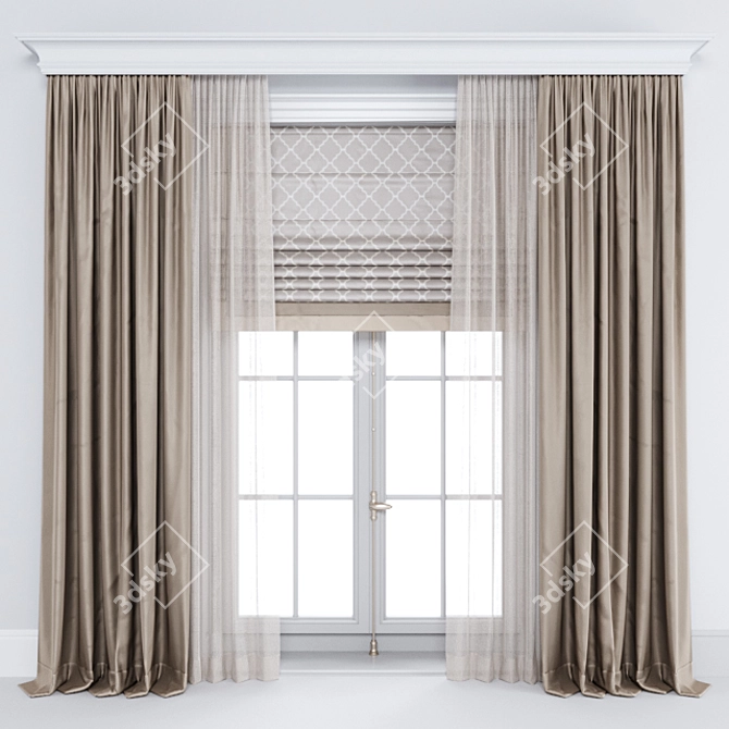 Roman Curtain with Drapery 3D model image 1