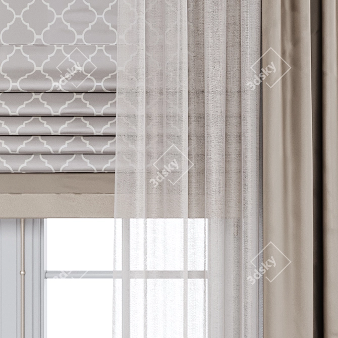 Roman Curtain with Drapery 3D model image 2