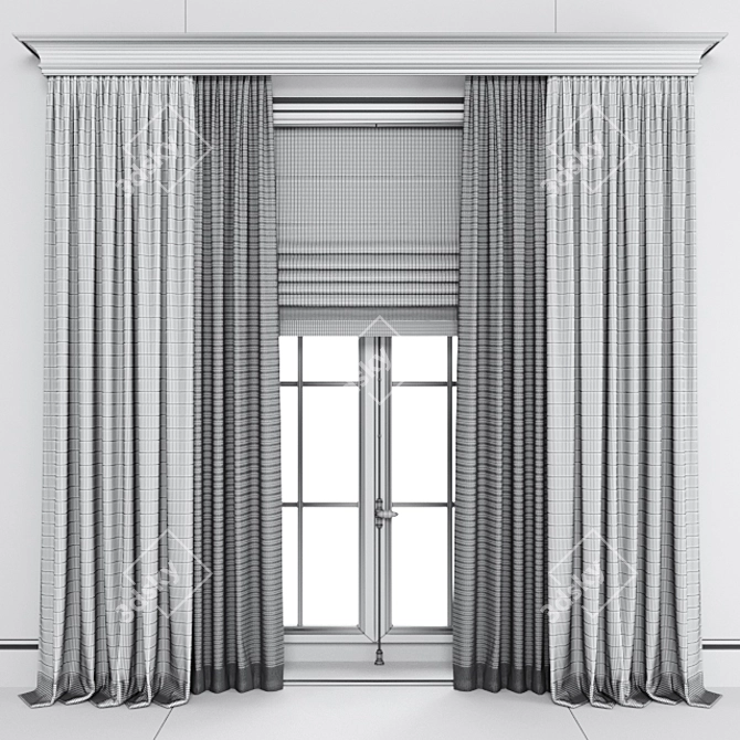 Roman Curtain with Drapery 3D model image 5