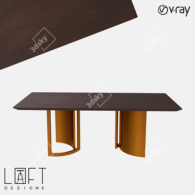  LoftDesigne 6838: Sleek Wood and Metal Table 3D model image 1