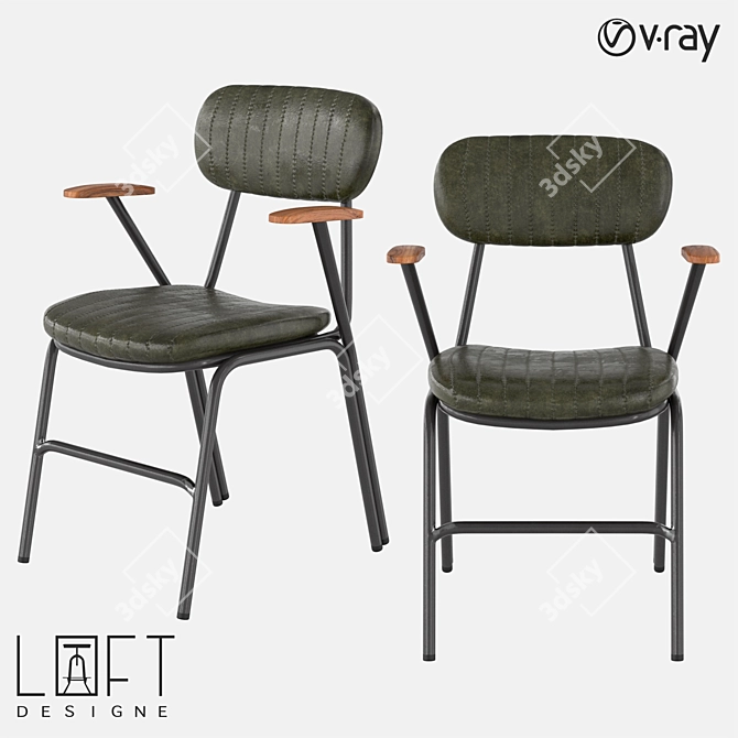 Modern Metal and Faux Leather Chair 3D model image 1