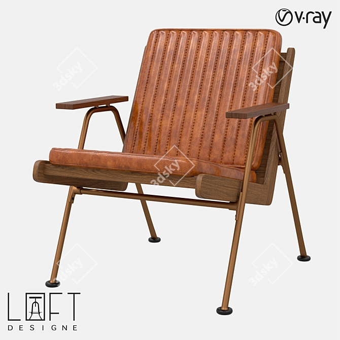 LoftDesign Armchair 31347: Metal, Oak, Eco-Leather 3D model image 1