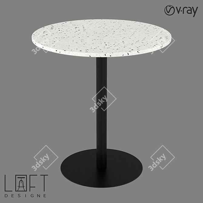 Industrial Style Concrete and Metal Table 3D model image 1