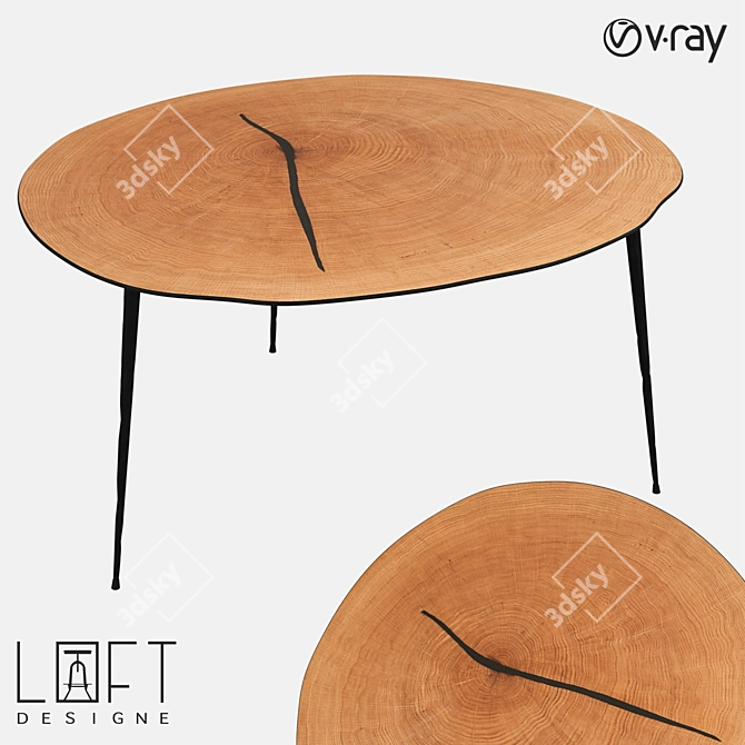 Lofty Design Coffee Table | Wood & Metal | 72x64x36 cm 3D model image 1