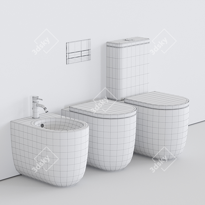 Ceramica Milady: Stylish Close Coupled Toilet 3D model image 4