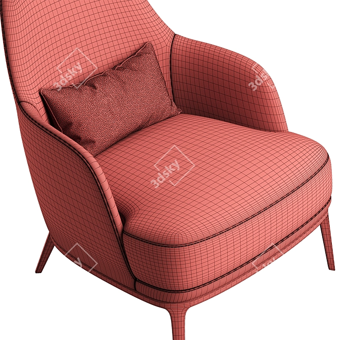 Poly F Armchair: Sleek Design, Optimal Comfort 3D model image 5