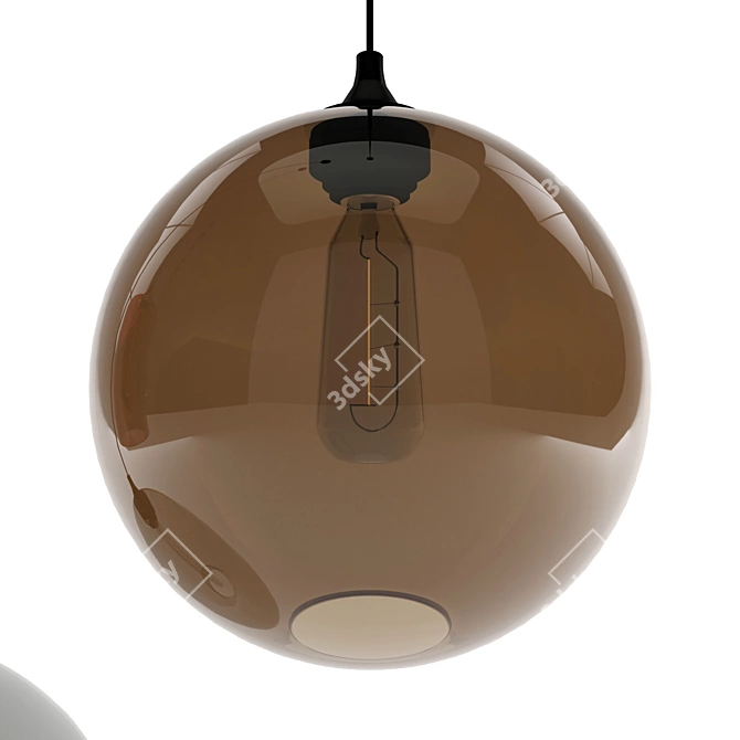 Elegant Metal and Glass Pendant Lamps Set of 2 3D model image 2