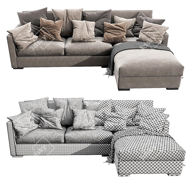 Modern Meridiani Belmon Chaise Lounge 3D model image 4