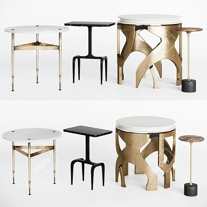 Stylish Set of Side & Accent Tables 3D model image 1