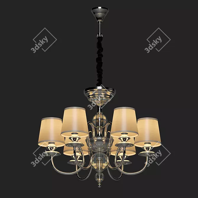 Sofia Pendant Chandelier with Beige Lampshades 3D model image 2