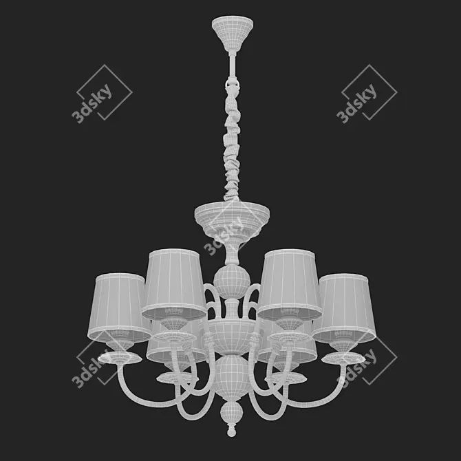 Sofia Pendant Chandelier with Beige Lampshades 3D model image 3
