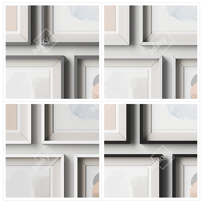 Elegant Quartet Picture Frames 3D model image 2