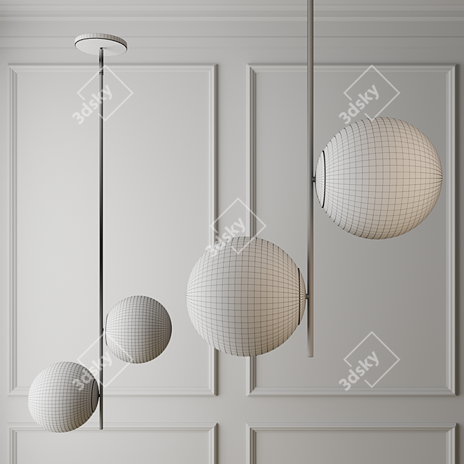 Title: Floating Glass Globes Pendant 3D model image 2