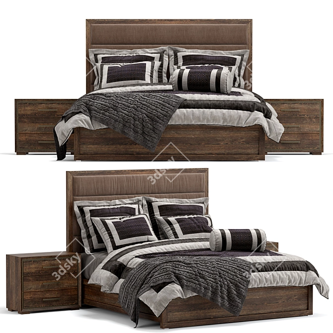 Luxurious Lexington Upholstered Bed 3D model image 1