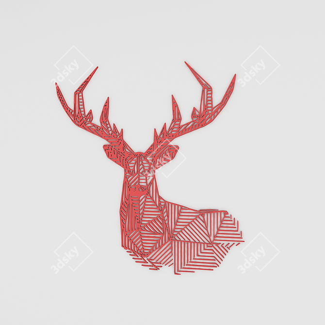 Elegant Deer Line Art Drawing 3D model image 1