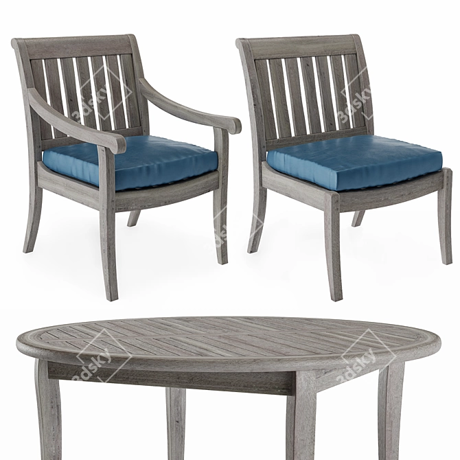 Elegant Argento Side Chairs 3D model image 3