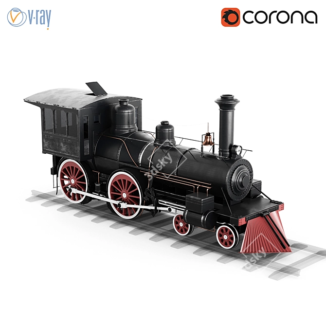 Baldwin Steam Locomotive - Authentic 4-4-0 Model 3D model image 1