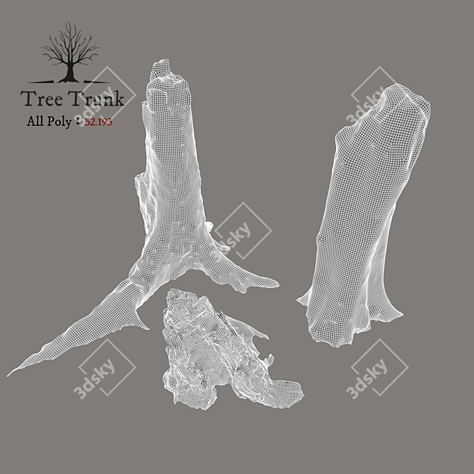 Realistic Tree Trunk 3D Model 3D model image 3