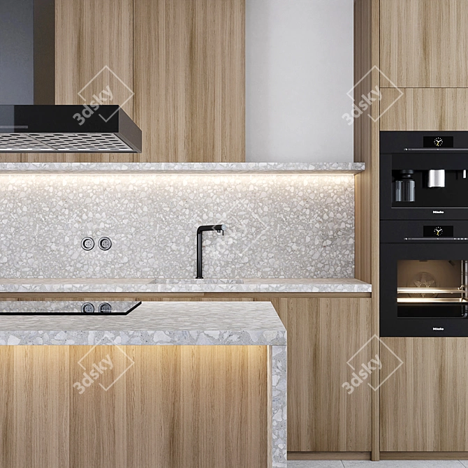 Modern Kitchen: Island & Miele Appliance 3D model image 10