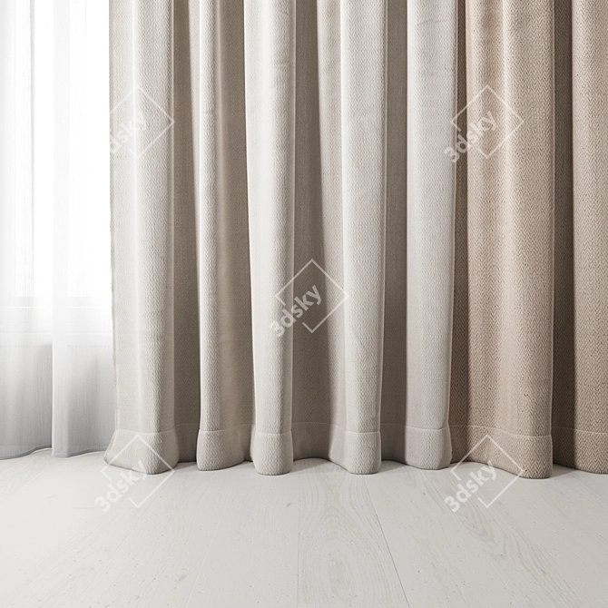 Elegant Window Curtains Set 3D model image 2