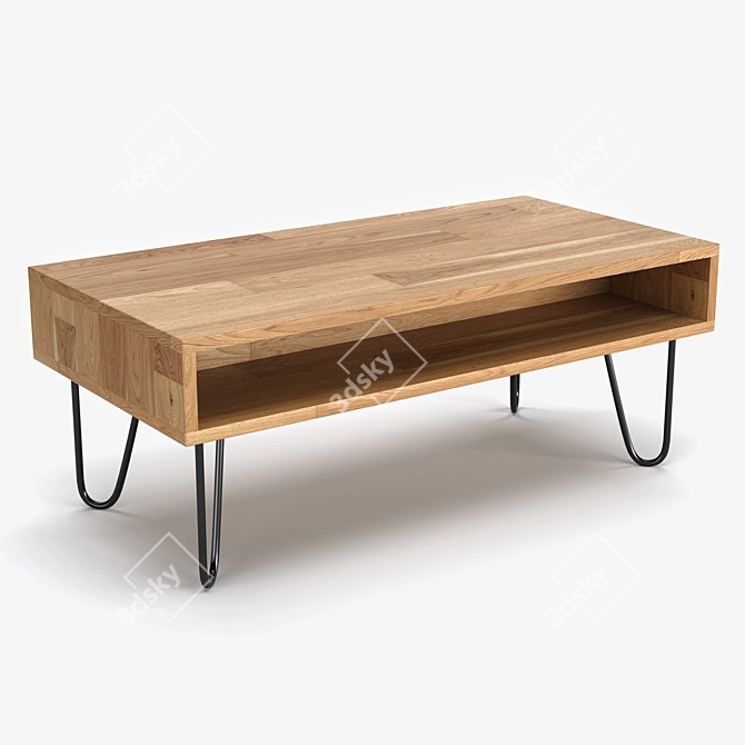  Rustic Oak Coffee Table - Handcrafted Beauty 3D model image 1