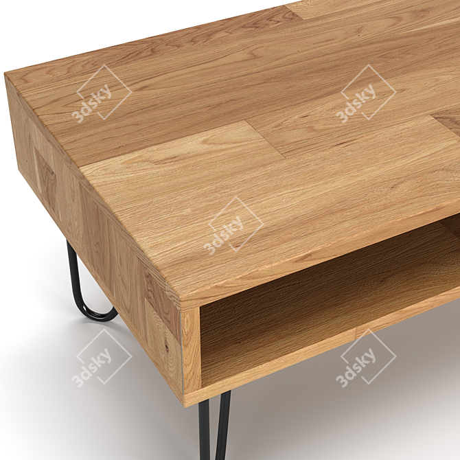  Rustic Oak Coffee Table - Handcrafted Beauty 3D model image 2