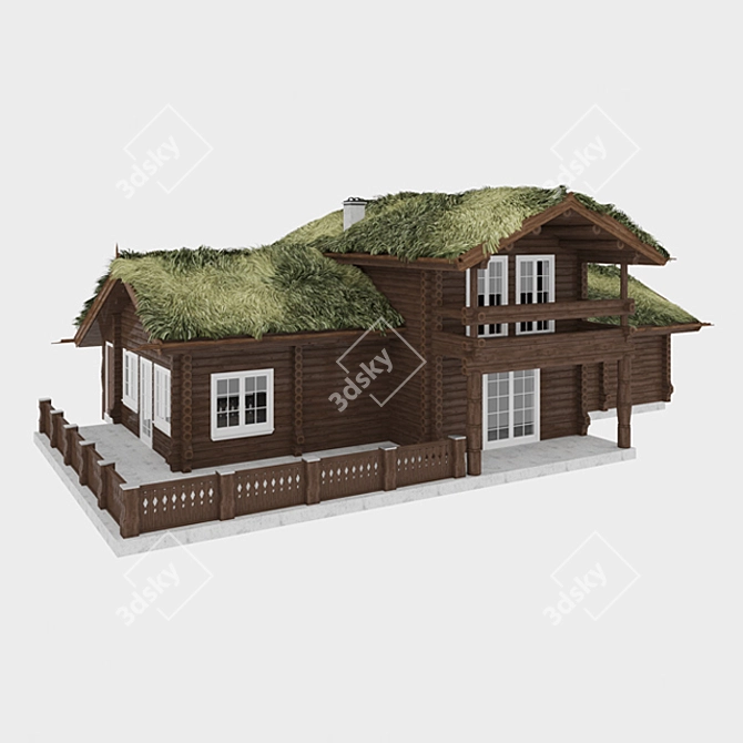 Title: Eco-Roofed House 3D model image 3