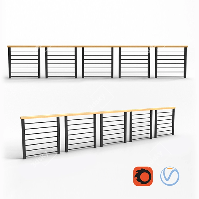 Sleek Balcony Railing 3D model image 1