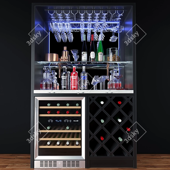 Stainless Wine Bar Closet with Coolers 3D model image 1